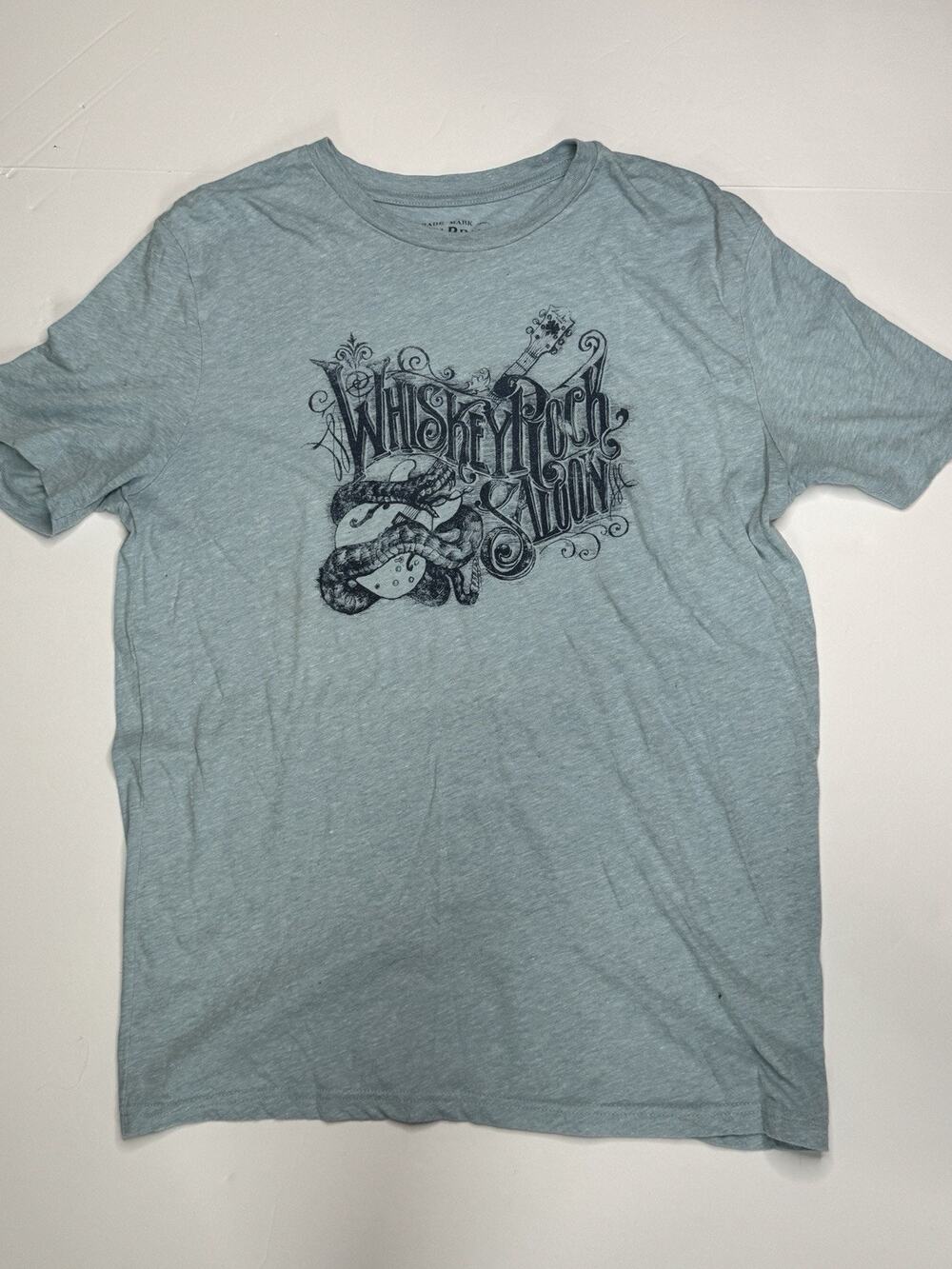 Lucky Brand Whiskey River Honky Tonk T-Shirt Mens L Blue Guitar Alligator
